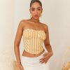 Western-Wear Urban Suburban | Yellow Striped Tube Top In Poplin