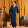 Western-Wear Urban Suburban | Blue Batwing Sleeve Shirt Dress