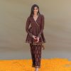 Fashion-Wear Urban Suburban | Brown Cotton Printed Angarkha Top