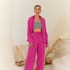 Western-Wear Urban Suburban | Pink Oversized Shirt & Pants Set