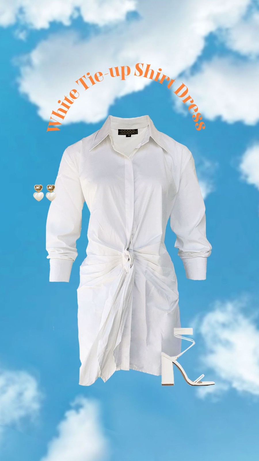 Western-Wear Urban Suburban | White Shirt Dress With Centre Tie Up