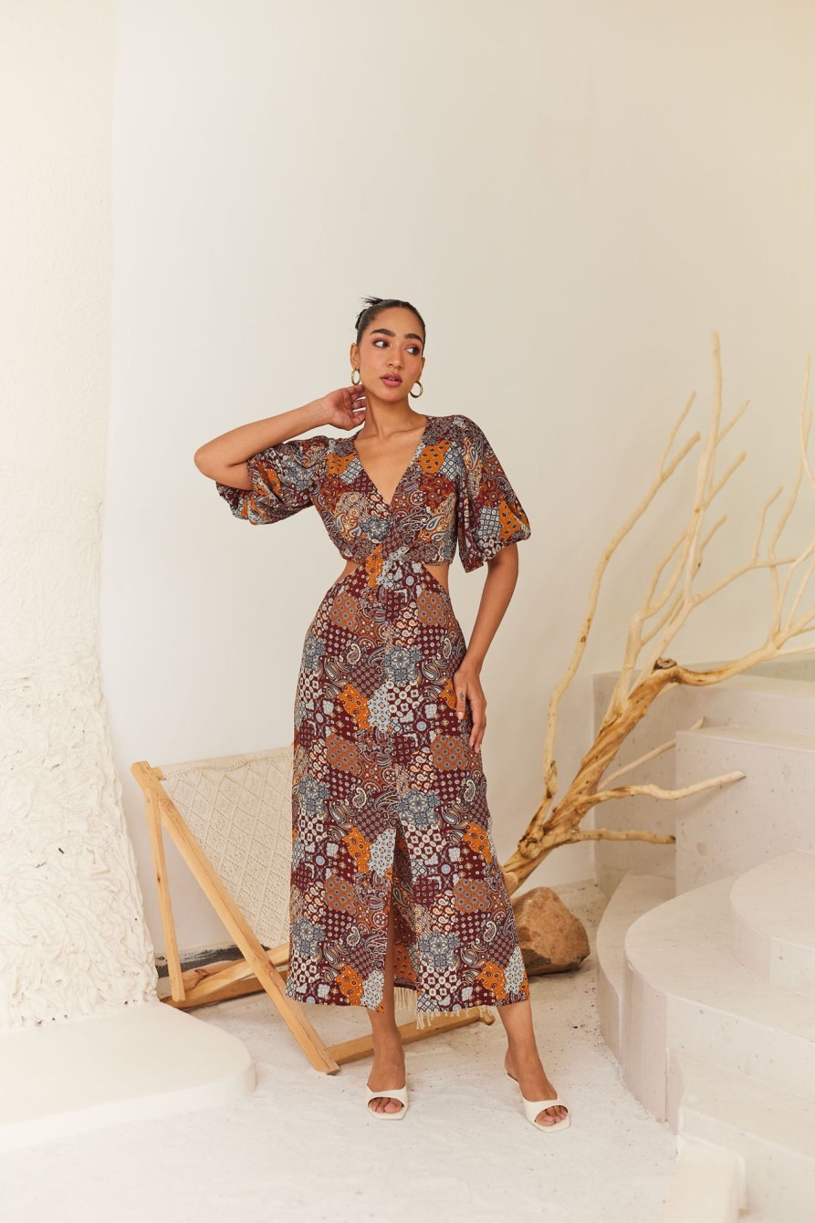 Western-Wear Urban Suburban | Bohemian Cut-Out Midi Dress