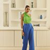 Western-Wear Urban Suburban | Green And Blue Colourblock Pant Set