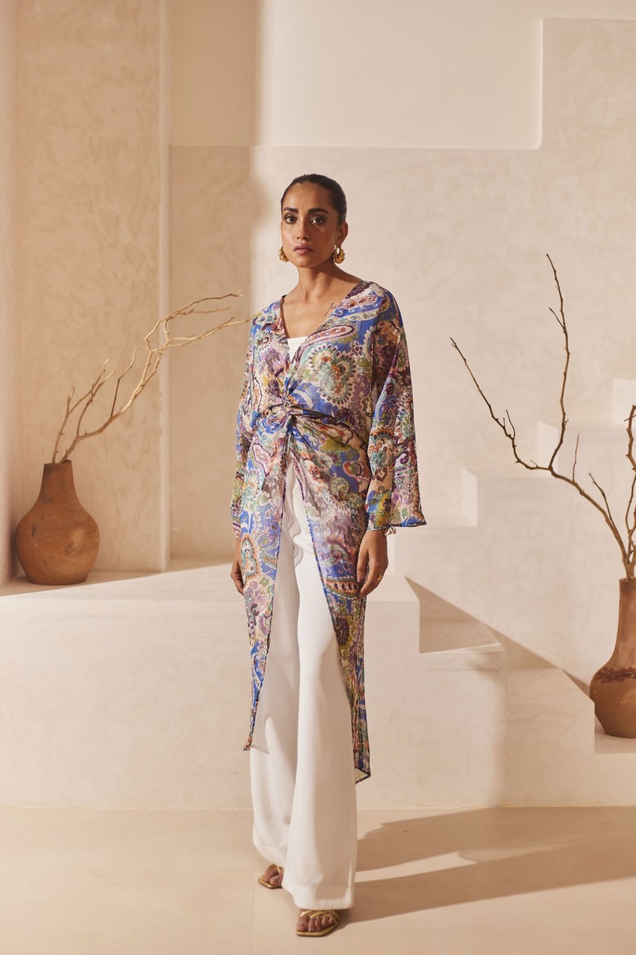 Western-Wear Urban Suburban | Multicolour Kaftan & Pant Set