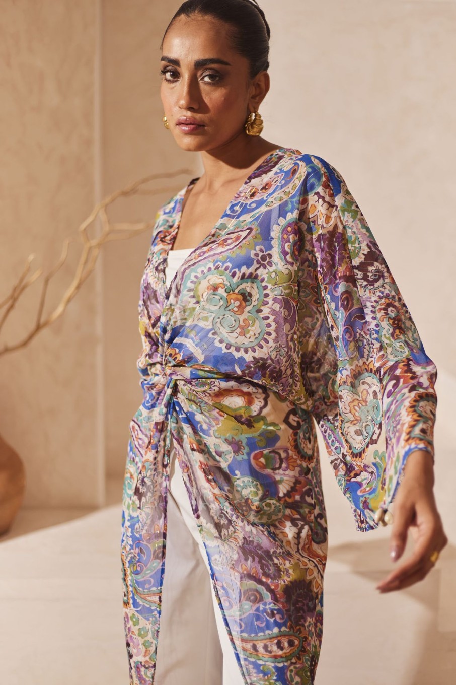 Western-Wear Urban Suburban | Multicolour Kaftan & Pant Set