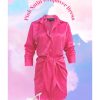 Western-Wear Urban Suburban | Pink Satin Short Wrap Dress