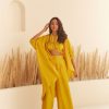 Fashion-Wear Urban Suburban | Yellow Top And Pant Set With Cape