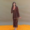 Fashion-Wear Urban Suburban | Brown Cotton Printed Angarkha Set