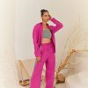 Western-Wear Urban Suburban | Pink Shirt & Pants Set With Tube Top