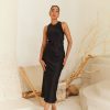 Western-Wear Urban Suburban | Black Satin Slip Dress