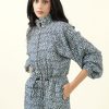 Western-Wear Urban Suburban | Blue & White Gold Animal Print Playsuit